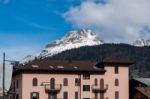 View Of The Mountain Above Moena Stock Photo