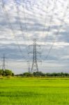 High Voltage Electricity Pylon Stock Photo