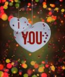 Abstract Heart Decorated On Colorful Blurred Lights Background Stock Photo