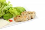 Vietnamese Style Food Set Focus Side Pork Corner On White Background Stock Photo