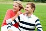 Smiling young couples in outdoors Stock Photo