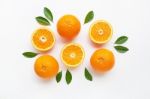 Fresh Orange Citrus Fruit On White Background Stock Photo