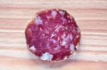 Slice Of Red Lithuianian Salami Stock Photo