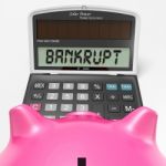 Bankrupt Calculator Shows Financial And Credit Problem Stock Photo