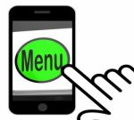 Menu Button Displays Ordering Food Menus Online Stock Photo