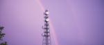 Radio Tower In Queensland With A Rainbow Stock Photo