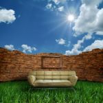 Light Brown Color Sofa Stock Photo