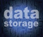 Data Storage Means Hard Drive And Bytes Stock Photo