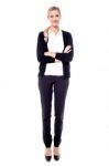 Confident Young Business Woman In Full Length Stock Photo