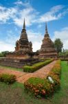 Unesco World Heritage Site Wat Sa Si In Sukhothai Stock Photo