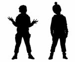 Silhouette Friends Stock Photo