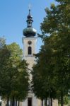 View Of The Catholic Church In Attersee Stock Photo