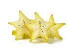 Sliced Star Apple Isolated On The White Background Stock Photo