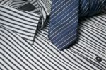 Blue Tie On Men Shirt Stock Photo