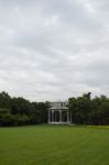 White Pavilion In The Garden Stock Photo