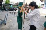 Student 9-10 Years Old, Scout In Adventure Activities, Scout Camp School Bangkok Thailand Stock Photo