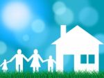 Family House Indicates Families Offspring And Children Stock Photo