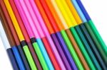 Colored Pencils On White Background Stock Photo