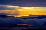 Seoraksan Mountains Is Covered By Morning Fog And Sunrise In Seoul,korea Stock Photo