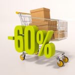 Shopping Cart And 60 Percent Stock Photo