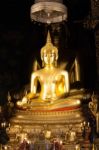 Golden Buddha Statue In The Church Stock Photo