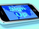 Smartphone With Sign Up Text Stock Photo