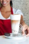 Female Chef Serving Chocolate Shake Stock Photo