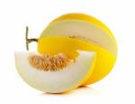 Yellow Cantaloupe Isolated On The White Background Stock Photo