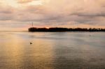 Sea At Sunset From Sarasin Bridge Stock Photo