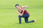 Yoga Pose And Stretch Stock Photo