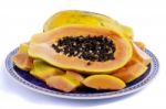 Papaya Fruit Sliced Stock Photo