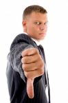 Businessman With Thumbs Down Stock Photo