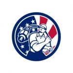 American Cable Installer Usa Flag Icon Stock Photo