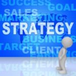 Strategy Words Indicates Solutions Vision And Trade 3d Rendering Stock Photo