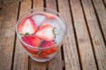 Close-up Glass Of Strawberry Infused Water Stock Photo