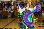 Dancing Girl In Traditional Costume Dancing At The Show, Costa R Stock Photo