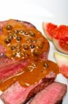 Green Peppercorn Beef Filet Mignon Stock Photo