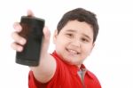 Boy Showing His New Cell Phone Stock Photo