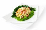 A Salad Of Corn And Chinese Cabbage Stock Photo