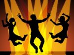 Jumping Disco Indicates Celebration Dance And Dancing Stock Photo