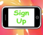 Sign Up On Phone Shows Join Membership Register Stock Photo