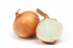 Whole and halved onion Stock Photo