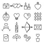 Valentine Line Icon Set  Illustration Stock Photo