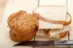 Organic Bread Over Rustic Table Stock Photo