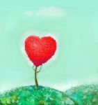 Tree With Red Heart.painting Stock Photo