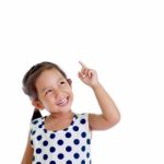 Asian Little Girl On White Background Stock Photo