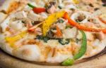 Closeup Delicious Pizza With Seafood Stock Photo