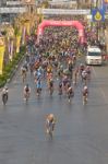 Chainat,thailand -mar 13, 2016: Cyclists From Different Teams Competing Inn The Chainat Championship Game Stock Photo