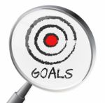 Goals Magnifier Shows Magnify Desire And Wishes Stock Photo