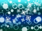 Snowflake Bokeh Means Merry Christmas And Blurred Stock Photo